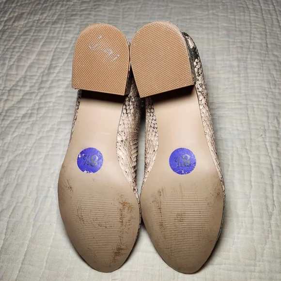 Steve Madden Womens Sz 8.5 Snakeskin Print Ankle Booties Block Heel Side Slits - Picture 7 of 8